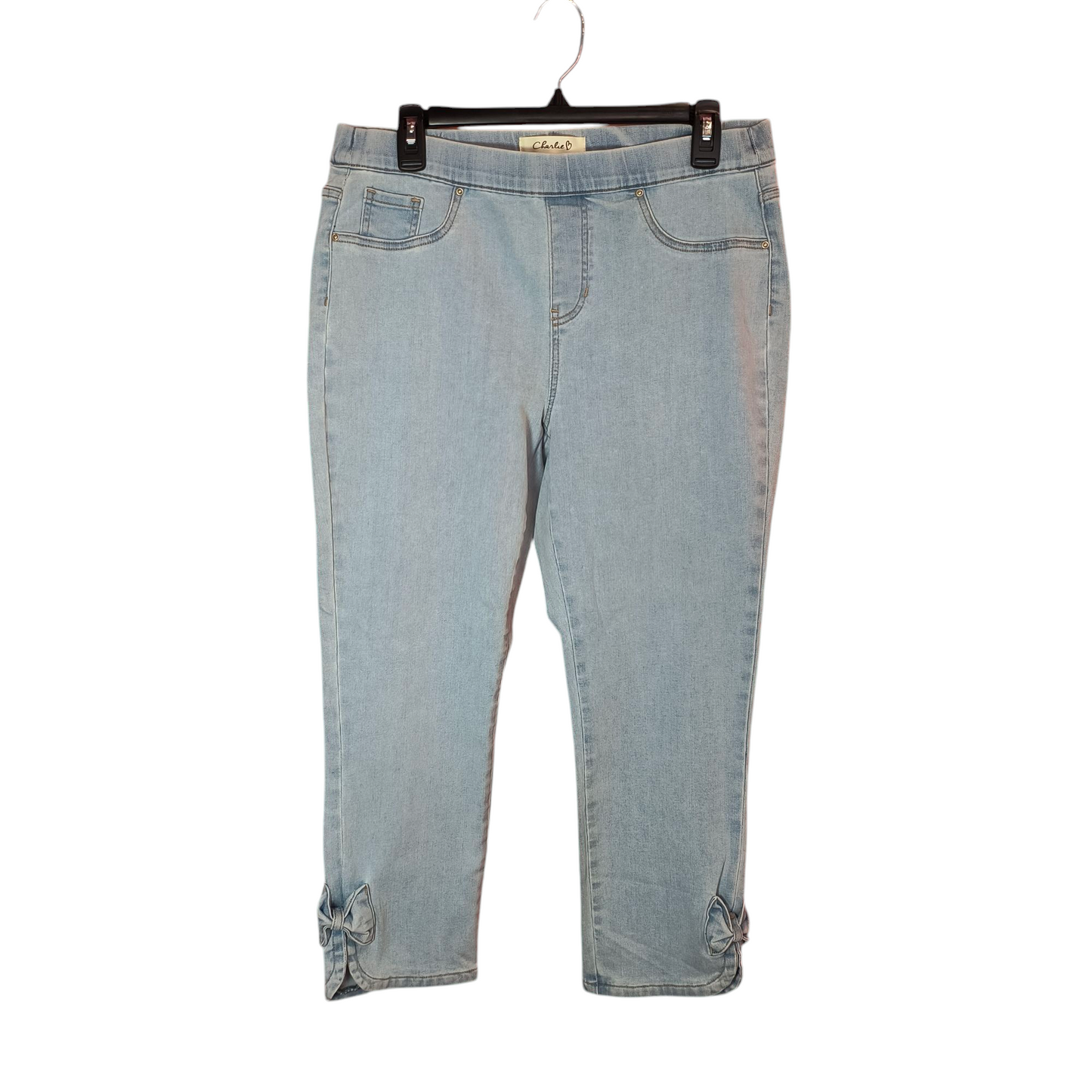 Charlie B Pull On Stretch Denim Bow Jean Capri Pants size 10